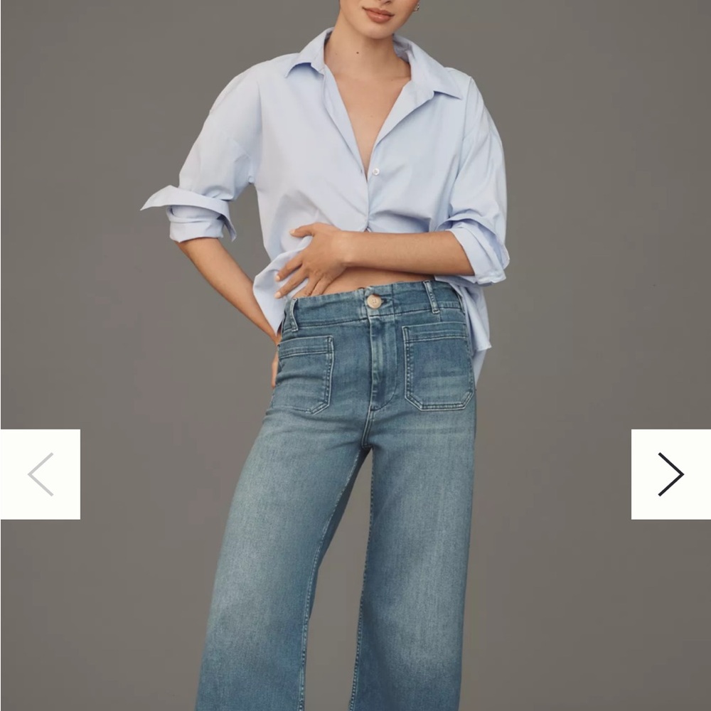 Anthropologie Blue Flare Wide Leg Jeans